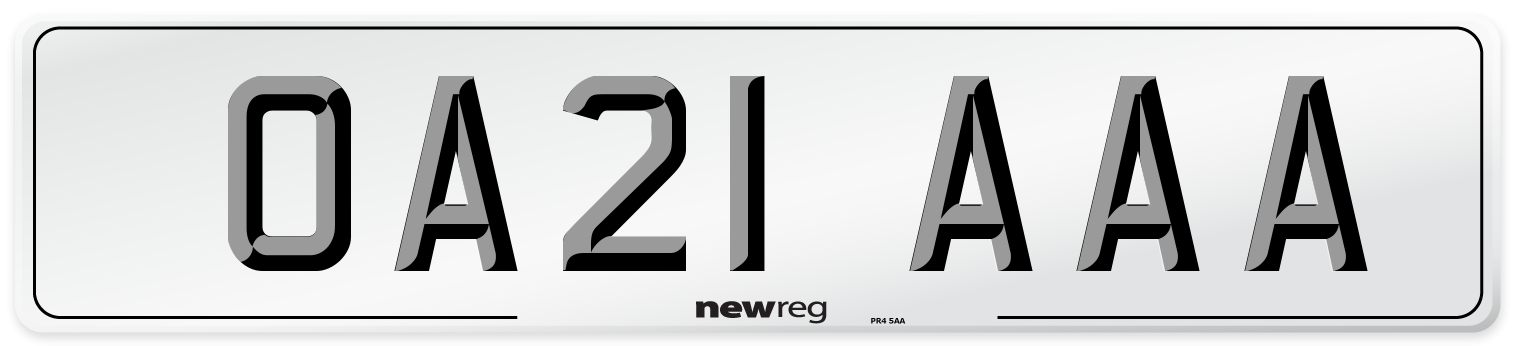 OA21 AAA Number Plate from New Reg